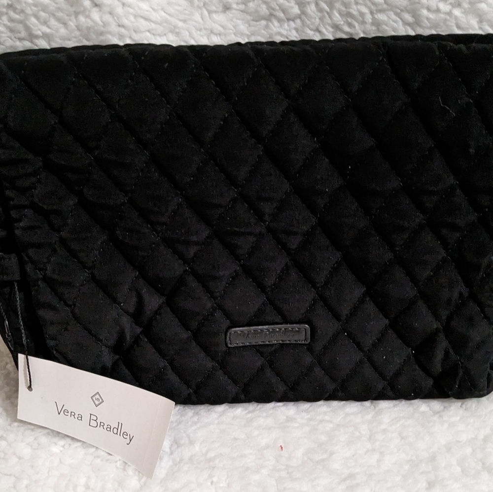 Vera Bradley Large Microfiber Cosmetic Bag in Black - New!